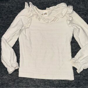 Wildflowers Cream Ruffle Long Sleeve Top size 8